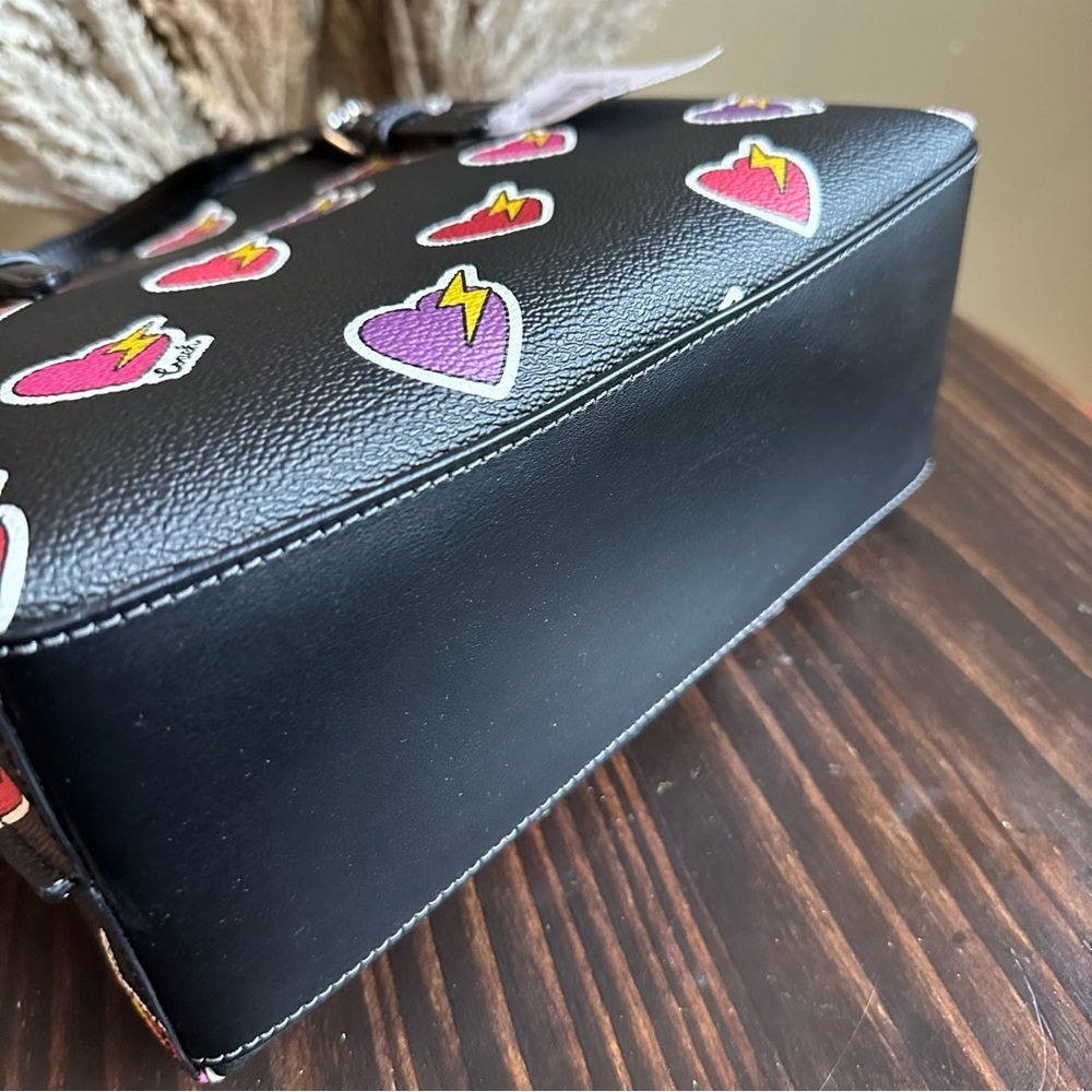 Coach Mollie Tote Bag 25 With Heart Bolt Print - Picture 8 of 12